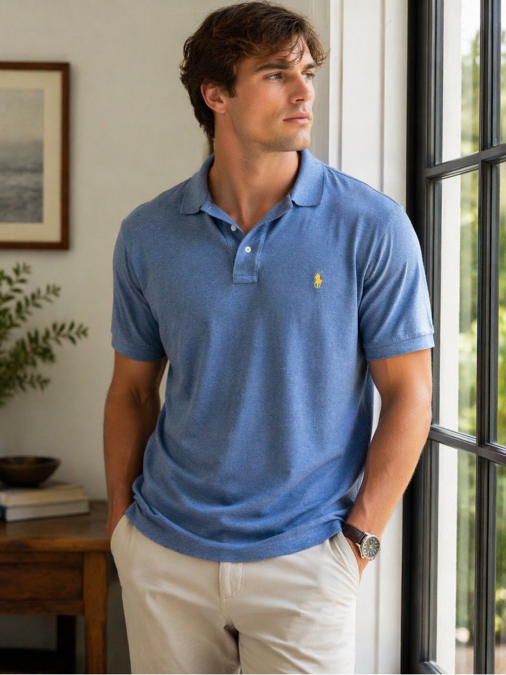 Polo Ralph Lauren Heather Blue Polo Shirt Yellow Pony XXL Preppy Classic